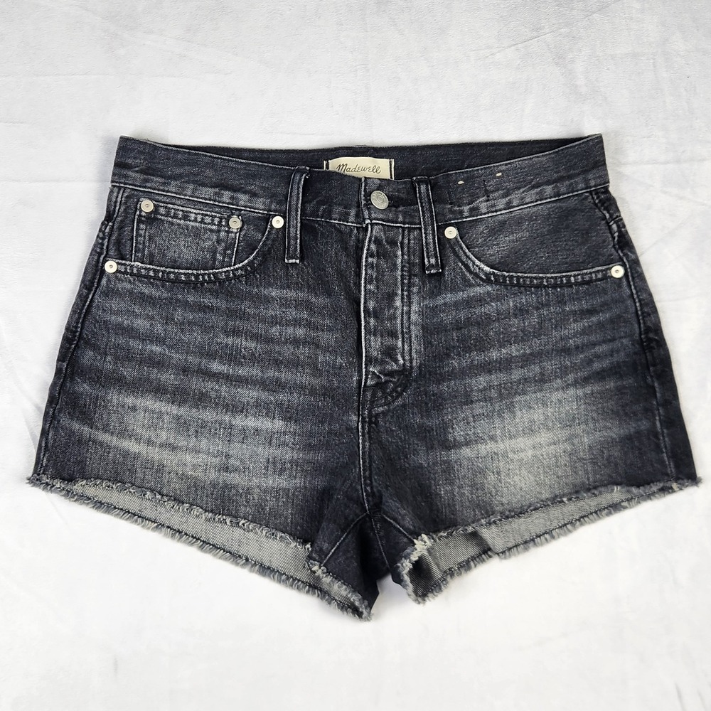 Madewell Shorts Womens 26 Black Relaxed Mid Length 4in Inseam Dark Denim 59180